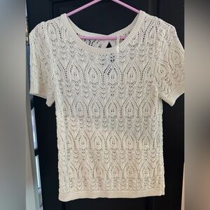 Anthropology Elegant White Lace Knit Top